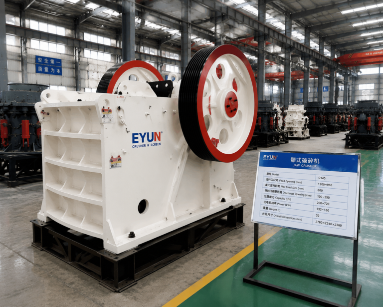 Eyun jaw crusher manufactured for mining and quarry crushing applications