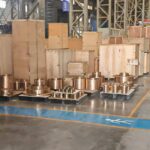 Mining equipment packed in factory workshop and ready for international shipment